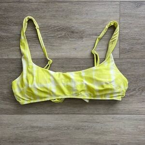 Aerie Yellow Tie Dye Scoop Bikini Top